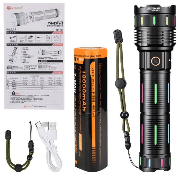 Фонарь YEMAO YM-G34Y-2 TG 30W, 1x381350, Power Bank, ЗУ Type-C, zoom