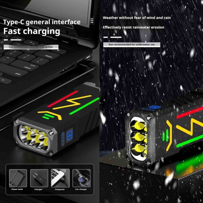 Фонарь YEMAO YM-G666Y 6P90, Li-Ion аккумулятор, Power Bank, ЗУ Type-C, чехол