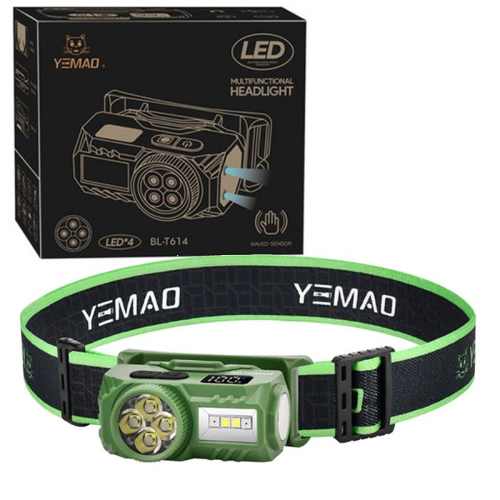 Налобный фонарь YEMAO YM-T614, 380LM, аккумулятор 700 mAh, с красным светом