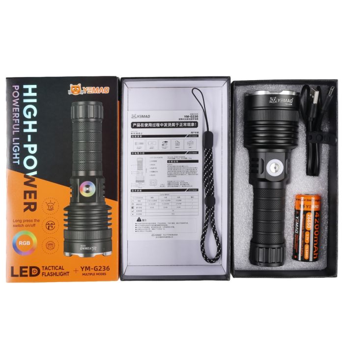 Фонарь YEMAO YM-G236 TG 50W, 1x26650, ЗУ Type-C, zoom