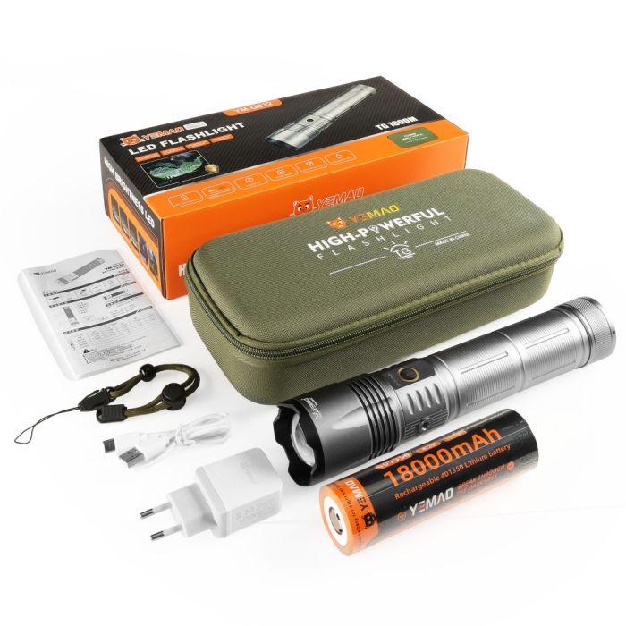 Фонарь YEMAO YM-G632 TG 30W, 1x401350, Power Bank, ЗУ Type-C, zoom, кейс