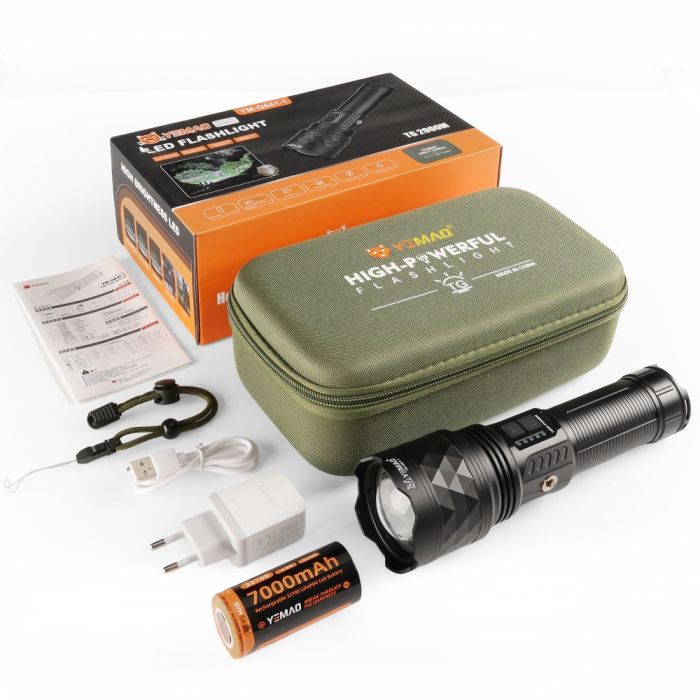 Фонарь YEMAO YM-G641-1 TG 60W, 1x32700, Power Bank, ЗУ Type-C, zoom, кейс
