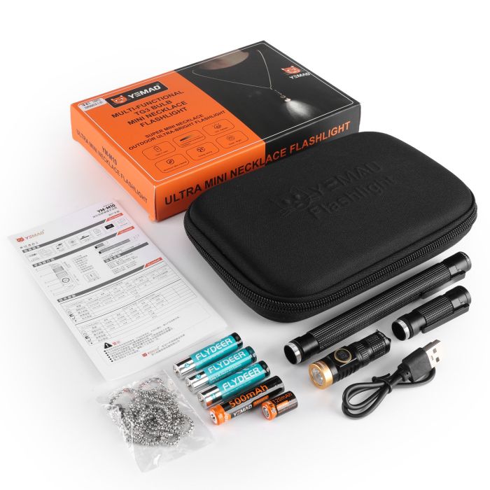 Портативный фонарь YEMAO YM-M10, 800LM, аккумуляторы 10440 + 10180 (500 + 120 mAh), 3xAAA, чехол
