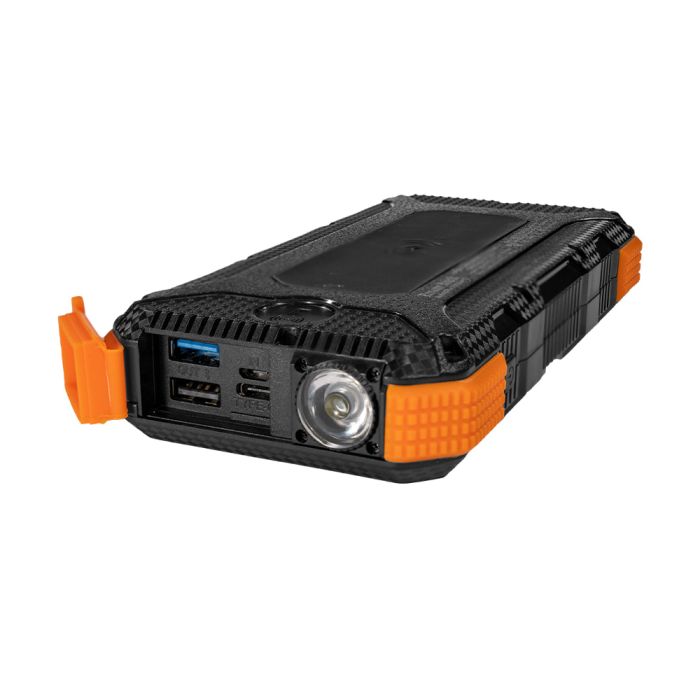 Повербанк з сонячною панеллю 20000mAh Power Bank Kraft KPB-U1830WFCS Orange бездротова зарядка LED-ліхтар 