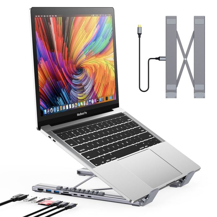 USB-C хаб-підставка 7-в-1 Choetech M57 HDMI 4K@30Hz, 2 USB 3.0, USB-C Data, USB-C PD 100W, SD-card, TF-card