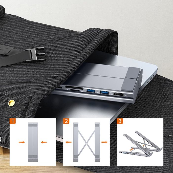 USB-C хаб-підставка 7-в-1 Choetech M57 HDMI 4K@30Hz, 2 USB 3.0, USB-C Data, USB-C PD 100W, SD-card, TF-card