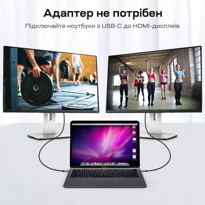 Кабель Choetech CH0021 Black USB-C to HDMI 4K@60Hz 1.8m