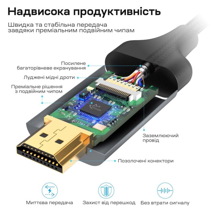 Кабель Choetech CH0021 Black USB-C to HDMI 4K@60Hz 1.8m