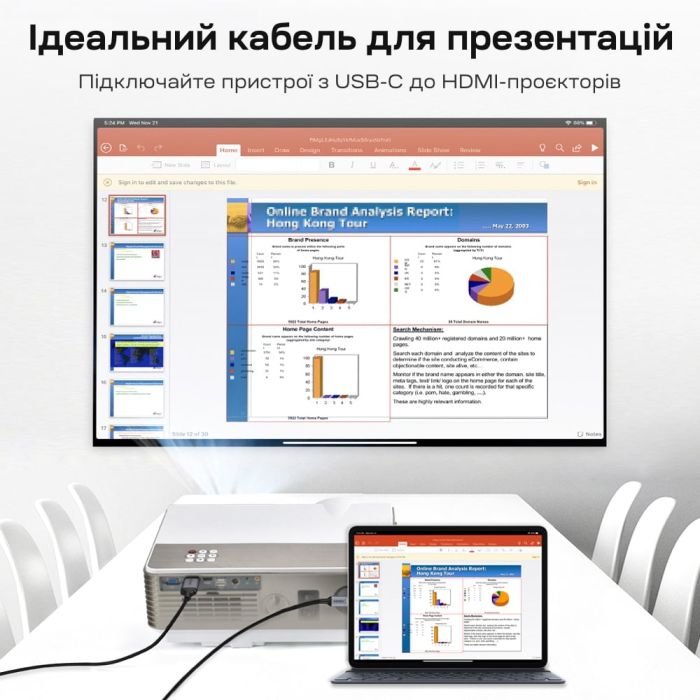 Кабель Choetech CH0021 Black USB-C to HDMI 4K@60Hz 1.8m