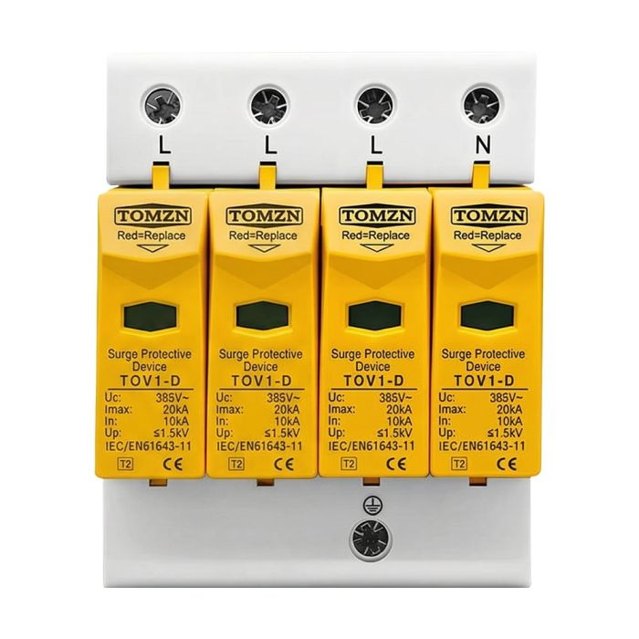 Обмежувач напруги TOMZN TOV1-20/4P 275V AC 10-20kA під DIN-рейку 4 полюси