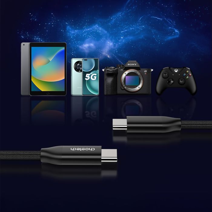 Кабель Choetech XCC-1035 Black USB-C to USB-C PD3.1 240W 1m