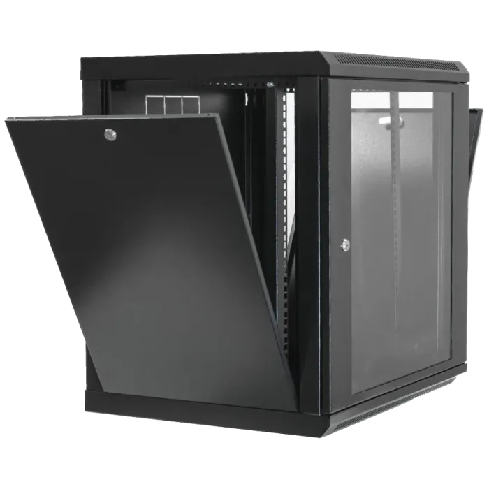 19"12U, 600х600х640мм акрилове скло, чорна Шафа