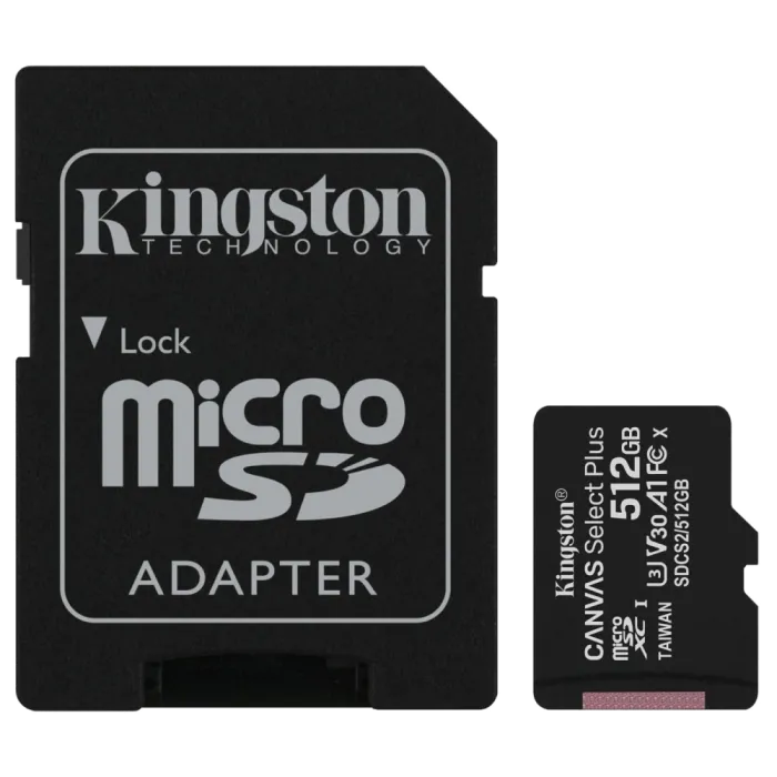 Kingston 512GB micSDXC Canvas Select Plus 100R A1 C10 Card + ADP Модуль флеш-пам'яті