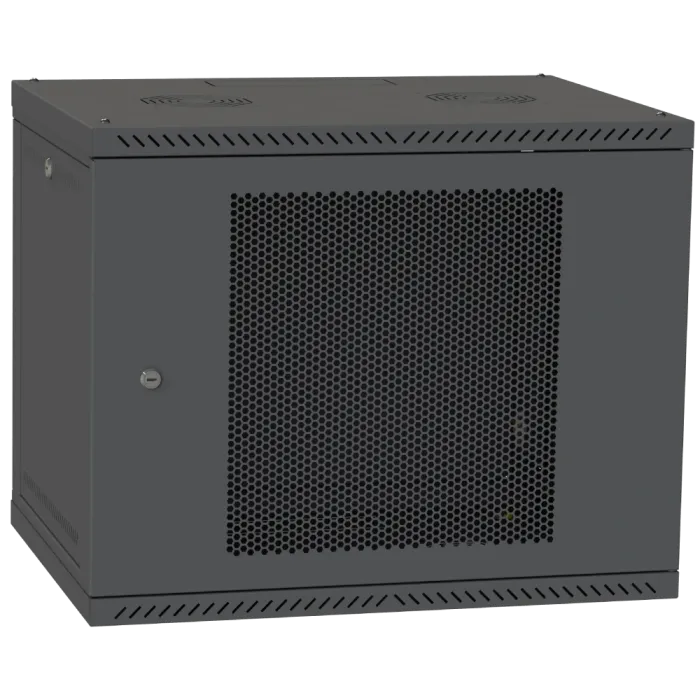 IPCOM 12U 600x600 Шафа телекомунікаційна двері перфорація (чорна)