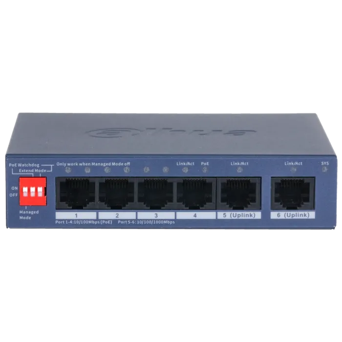 Dahua DH-CS4006-4ET2GT-36 PoE Комутатор 4 порти керований