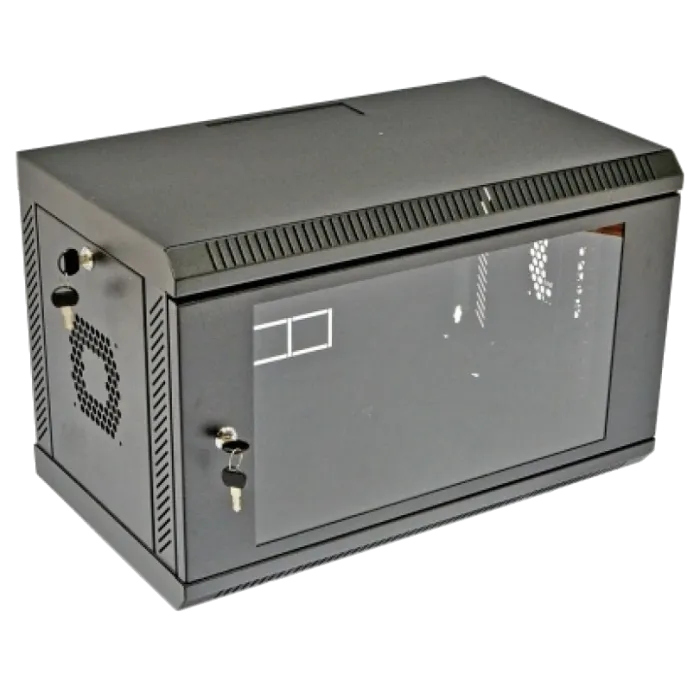 6U, 600х350х373 мм Шафа акрилове скло, чорна
