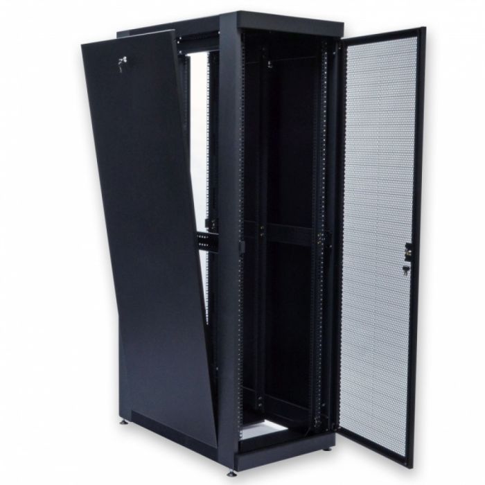 Шафа серверна CMS 42U 610 х 1055 UA-MGSE42610MPB посилена з перфорованими дверима для мережевого обладнання