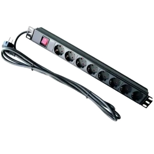 Hypernet SPP8-E Блок 8 розеток 220В 19'' з вимикачем SHUKO