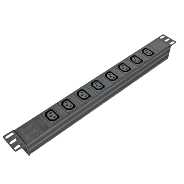 Kingda KD-IEC1008WKPB19A-C14 Блок 19" на 8 роз. С13, 10А, з індикат., без шнура, чорний, 1U, Kingda