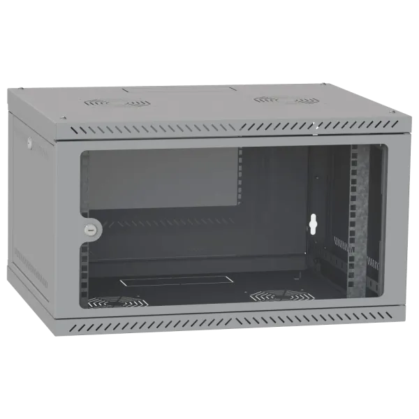 IPCOM 6U 600x600 Шафа телекомунікаційна двері скло (сіра)