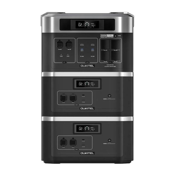 Комплект резервного живлення Oukitel на 6144 Вт·год: зарядна станція BP2000E PRO (2048 Вт·год / 3600 Вт) та 2 додаткові батареї B2000 (2048 Вт·год)