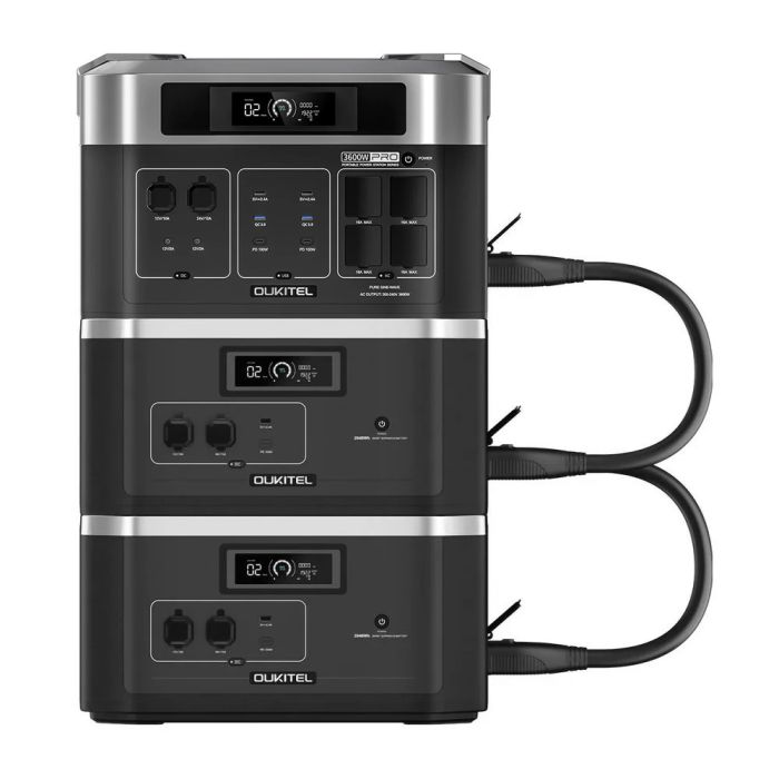 Комплект резервного живлення Oukitel на 6144 Вт·год: зарядна станція BP2000E PRO (2048 Вт·год / 3600 Вт) та 2 додаткові батареї B2000 (2048 Вт·год)
