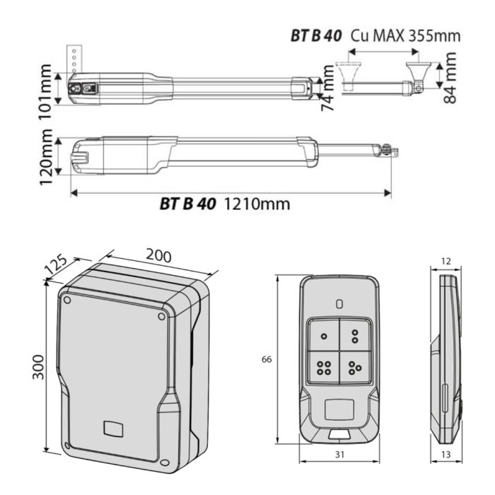 Автоматика для розпашних воріт BFT KUSTOS BT B40 KIT комплект