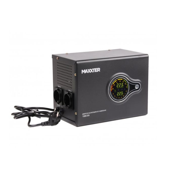Джерело безперебійного живлення Maxxter MX-HI-PSW1000-01 1000ВА / 600Вт лінійно-інтерактивне з правильною синусоїдою