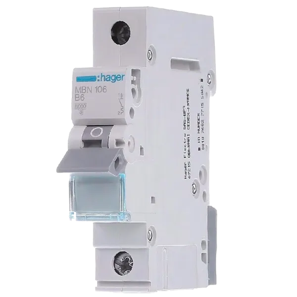 Hager MBN106 Автоматичний вимикач 1P 6kA B-6A 1M