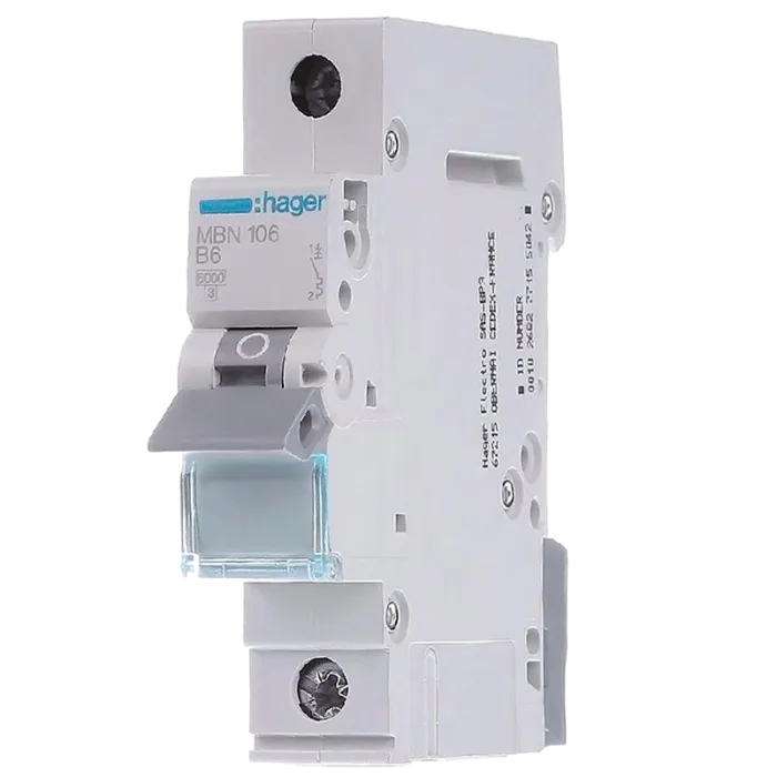 Hager MBN106 Автоматичний вимикач 1P 6kA B-6A 1M