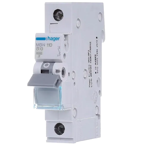 Hager MBN110 Автоматичний вимикач 1P 6kA B-10A 1M