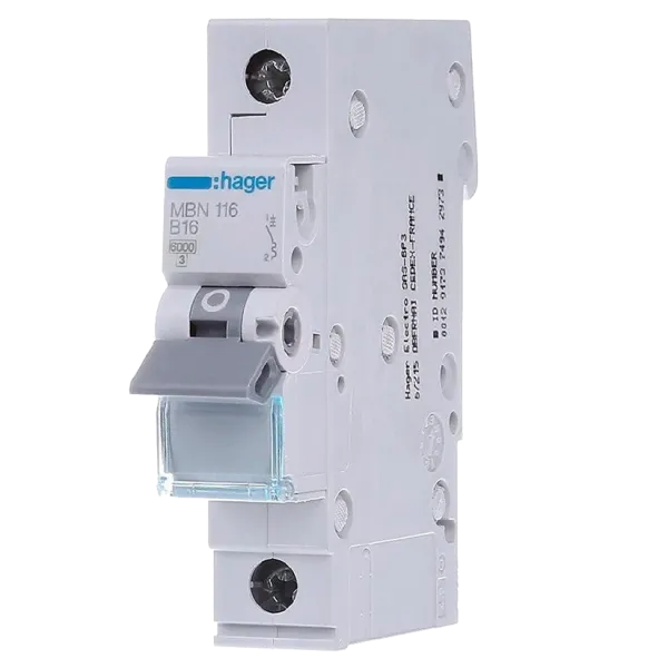 Hager MBN116 Автоматичний вимикач 1P 6kA B-16A 1M