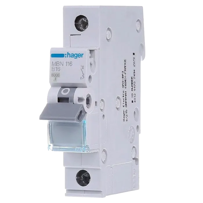 Hager MBN116 Автоматичний вимикач 1P 6kA B-16A 1M