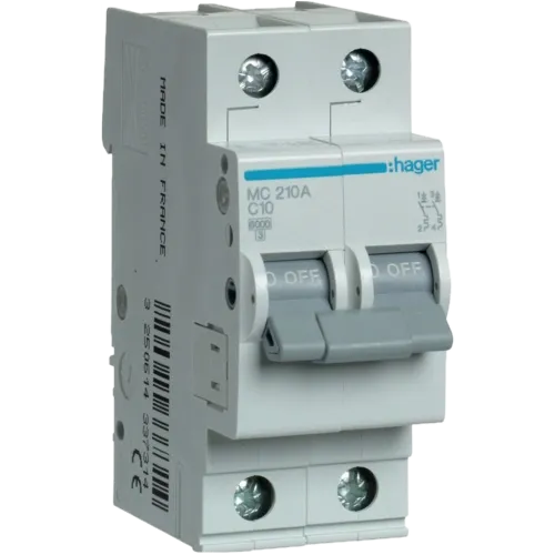 Hager MC210A Автоматичний вимикач 2п C 10A 6кА 2м