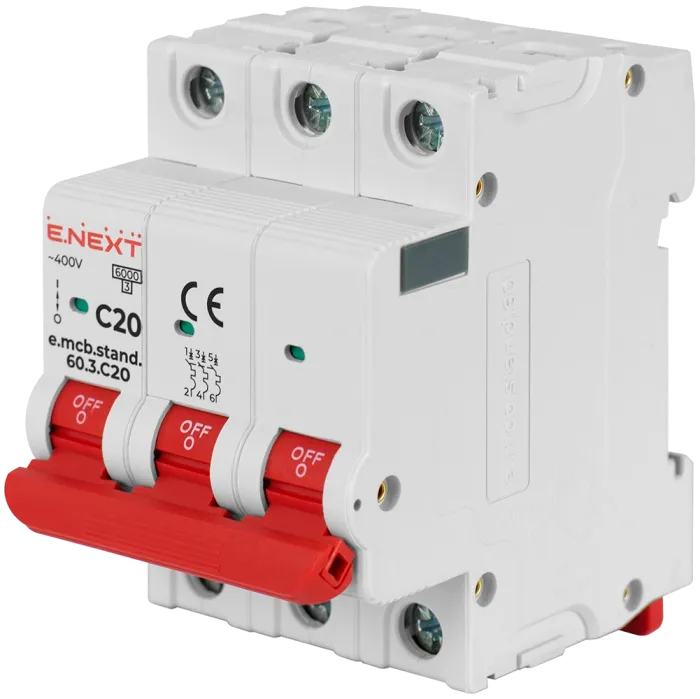Enext e.mcb.stand.60.3.C20, 3р, 20А, C, 6кА Модульний автоматичний вимикач