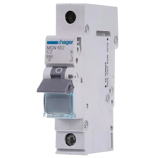 Hager MCN102 Автоматичний вимикач 1P 6kA C-2A 1M
