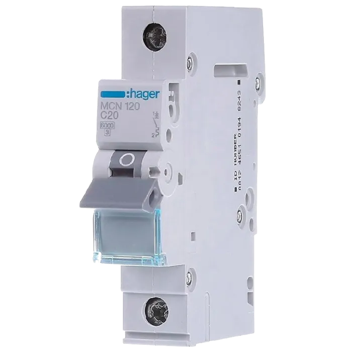 Hager MCN120 Автоматичний вимикач 1P 6kA C-20A 1M