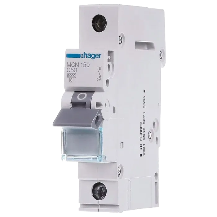 Hager MCN150 Автоматичний вимикач 1P 6kA C-50A 1M