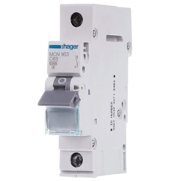 Hager MCN163 Автоматичний вимикач 1P 6kA C-63A 1M