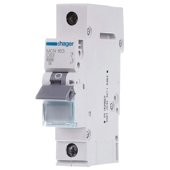 Hager MCN163 Автоматичний вимикач 1P 6kA C-63A 1M
