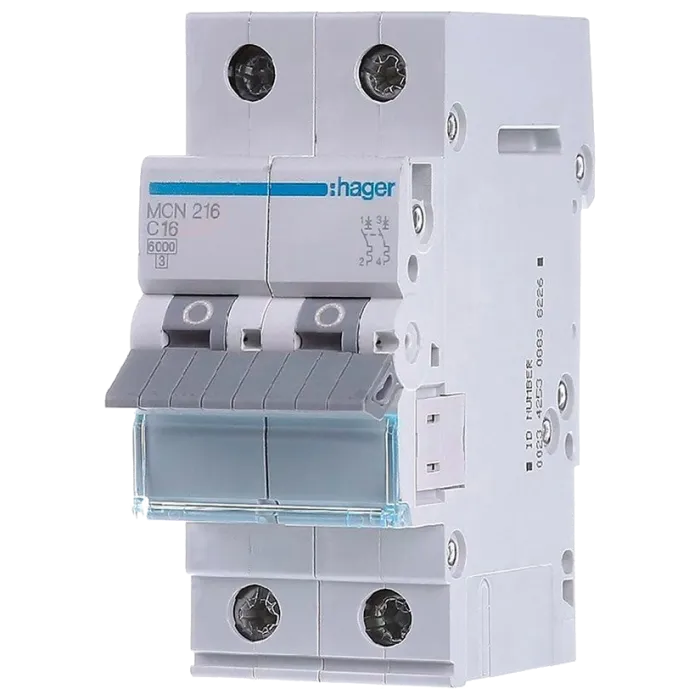 Hager MCN216 Автоматичний вимикач 2P 6kA C-16A 2M
