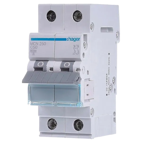 Hager MCN250 Автоматичний вимикач 2P 6kA C-50A 2M