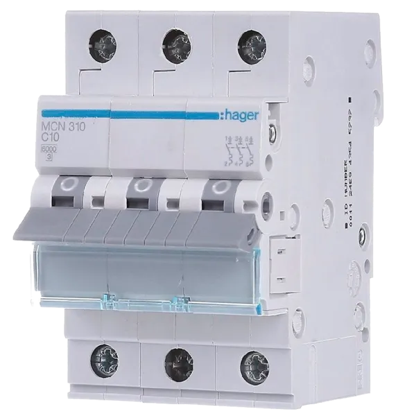 Hager MCN310 Автоматичний вимикач 3P 6kA C-10A 3M