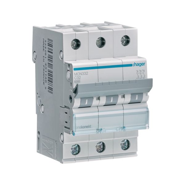 Автоматичний вимикач Hager MCN332 3P 6 кА C-32A 3M