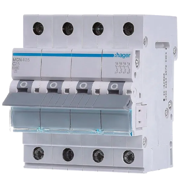 Hager MCN425 Автоматичний вимикач 4P 6kA C-25A 4M