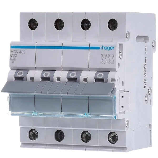 Hager MCN432 Автоматичний вимикач 4P 6kA C-32A 4M