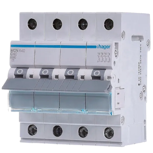 Hager MCN440 Автоматичний вимикач 4P 6kA C-40A 4M