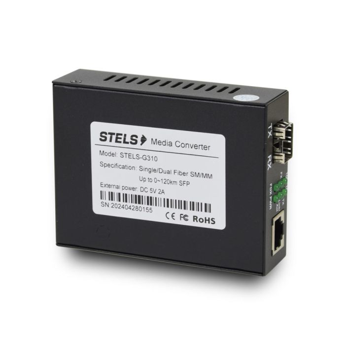Медiаконвертер STELS 10/100/1000-TX RJ45 + 100/1000-FX SFP-слот