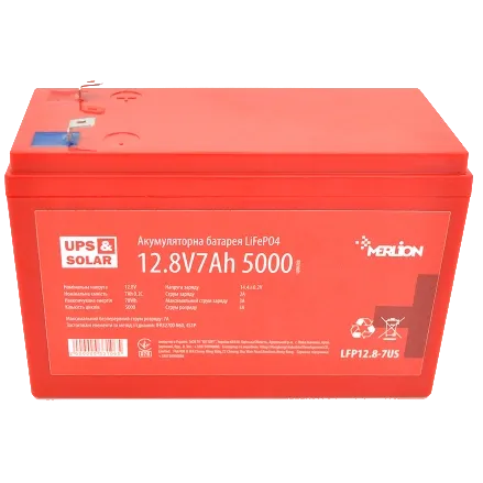 Merlion LiFePO4 12.8В 7A•г Літієва акумуляторна батарея