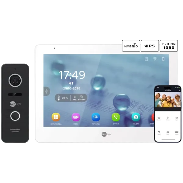 Neolight MEZZO Hybrid + PRIME FHD Black з кутком Комплект відеодомофону